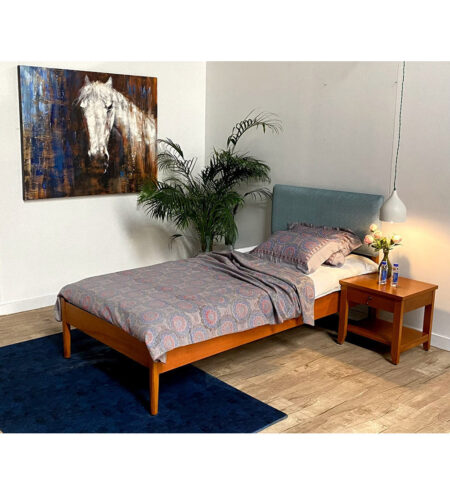 Wooden Cushioned Single Bed _1