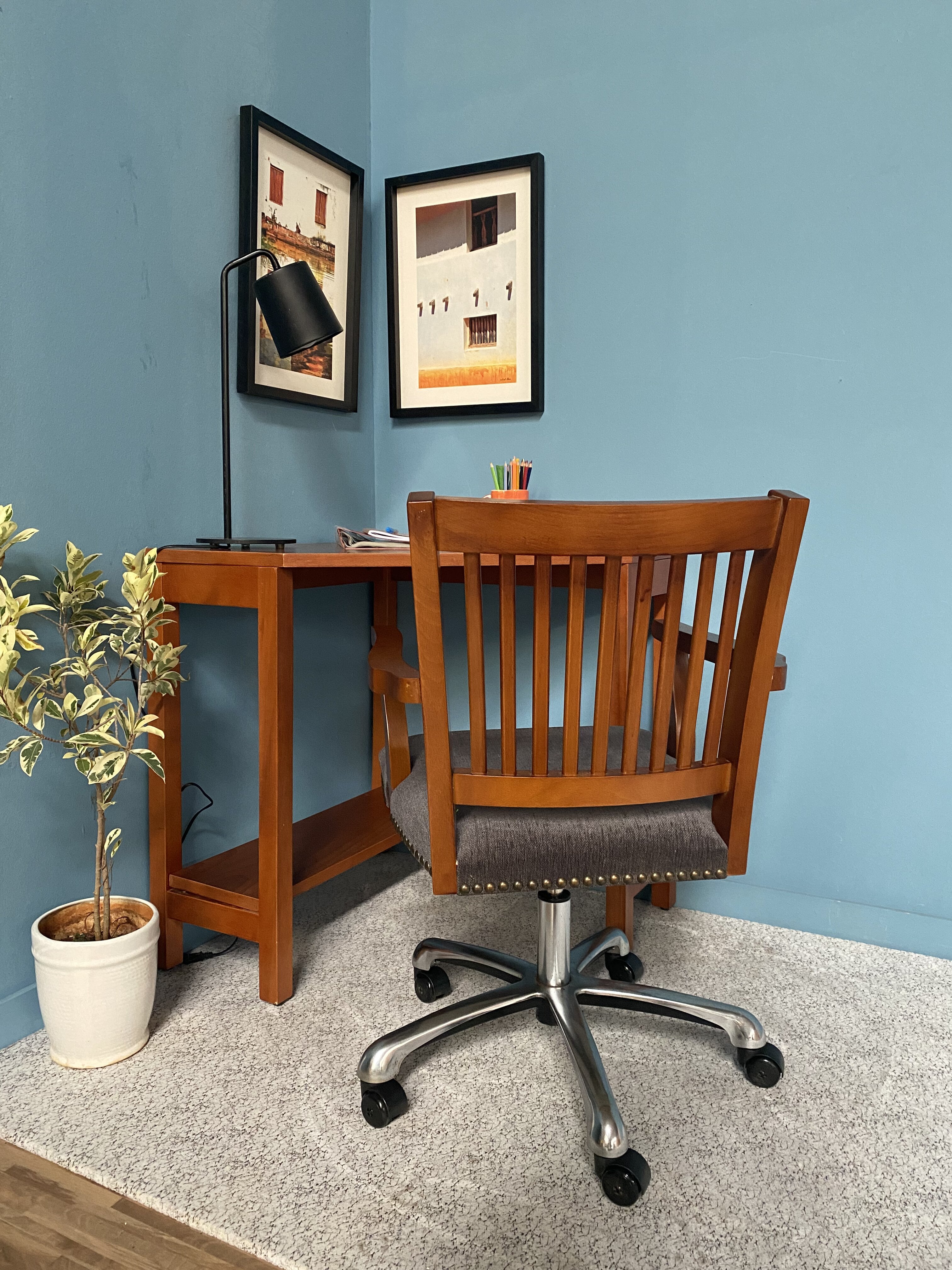 Wooden Low Back Office Chair