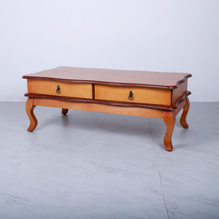 Brown Rectangular Table With Curved Top