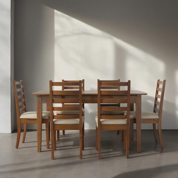 Wooden Six Seater Dining Table Set
