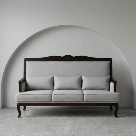 Large Wooden Three Seater Sofa