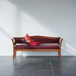 Curved Wooden Three Seater Sofa