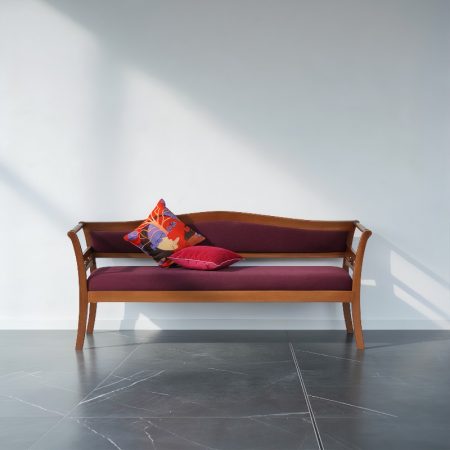 Curved Wooden Three Seater Sofa