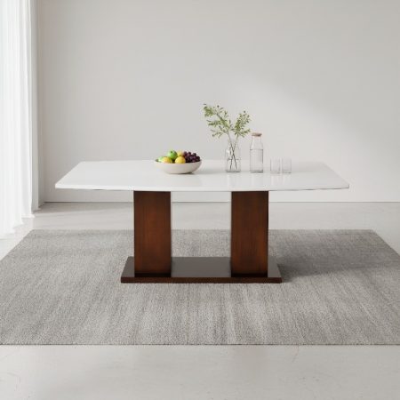 Wooden Table With Marble Top