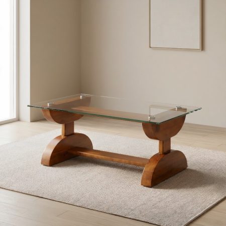 Wooden Center Table With Glass Top