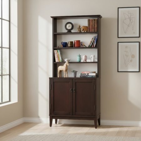 Wooden Book Shelf With Storage
