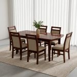 Refined Wooden Six Seater Dining Table Set