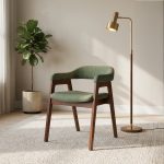 Wooden Dining Chair With Cushioned Arms