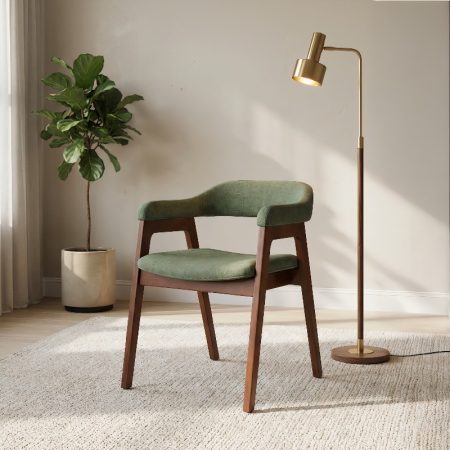 Wooden Dining Chair With Cushioned Arms